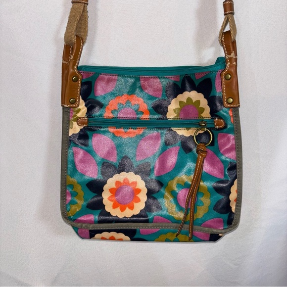 2/$30 Fossil Women's Floral Teal Crossbody Bag - Picture 7 of 12